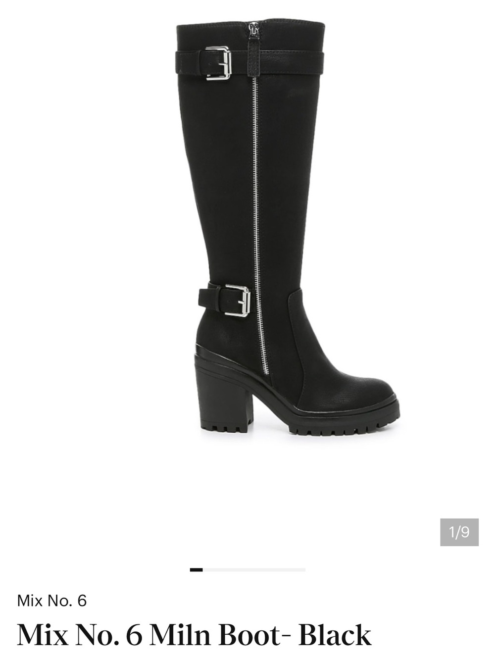 Mix No. 6 Black Knee-High Lug Sole Block Heel Boot